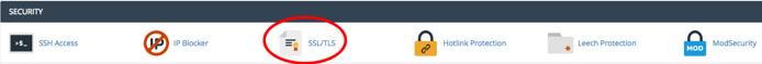 cPanel SSL/TLS section.