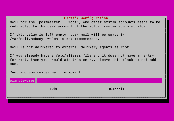 Entering primary user for Postfix