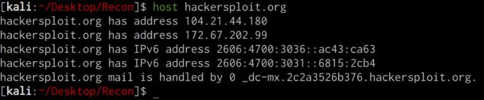 Host utility output